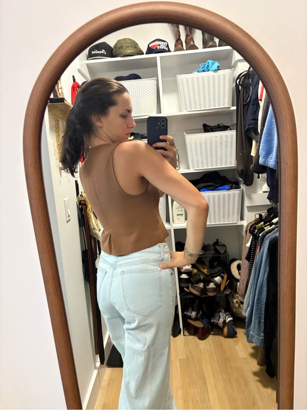 Zara Brown Lace-Up Suede-Look Cropped Tank Top - Picture 2 of 2